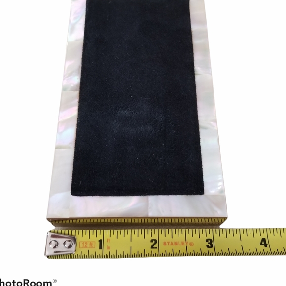 Vintage Mid Century Suede Mother of Pearl Make Up Case Clutch Compact Duo - Picture 12 of 14